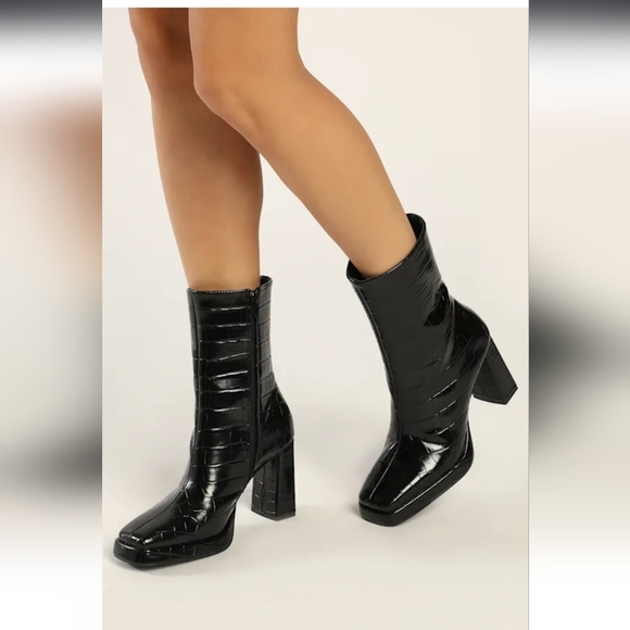 Lulu's Black Crocodile Breesa Boots, Excellent Condition, Size 10 - Picture 10 of 11